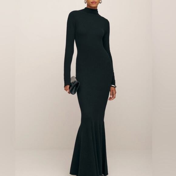 Reformation Fernando Long Sleeve Turtleneck Cashmere Ribbed Knit Maxi Dress Sz S - Picture 15 of 15